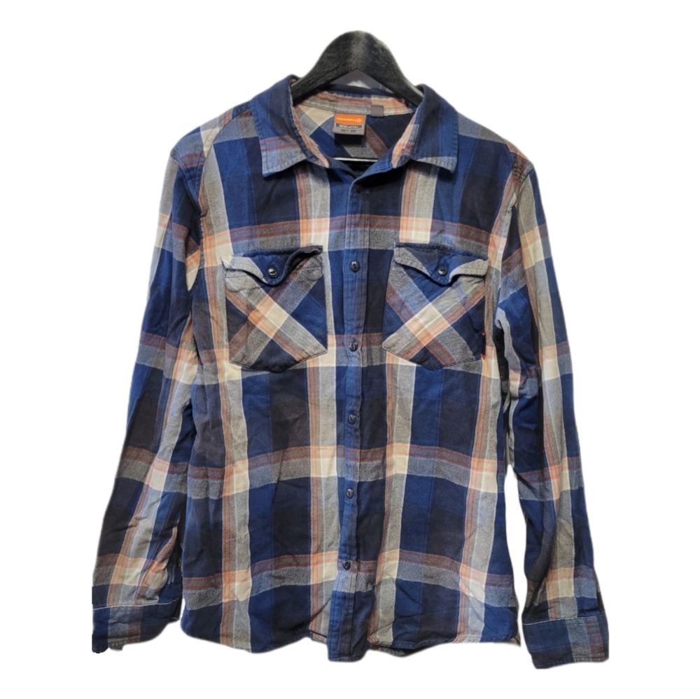 Merrell men's blue plaid flannel button up shirt